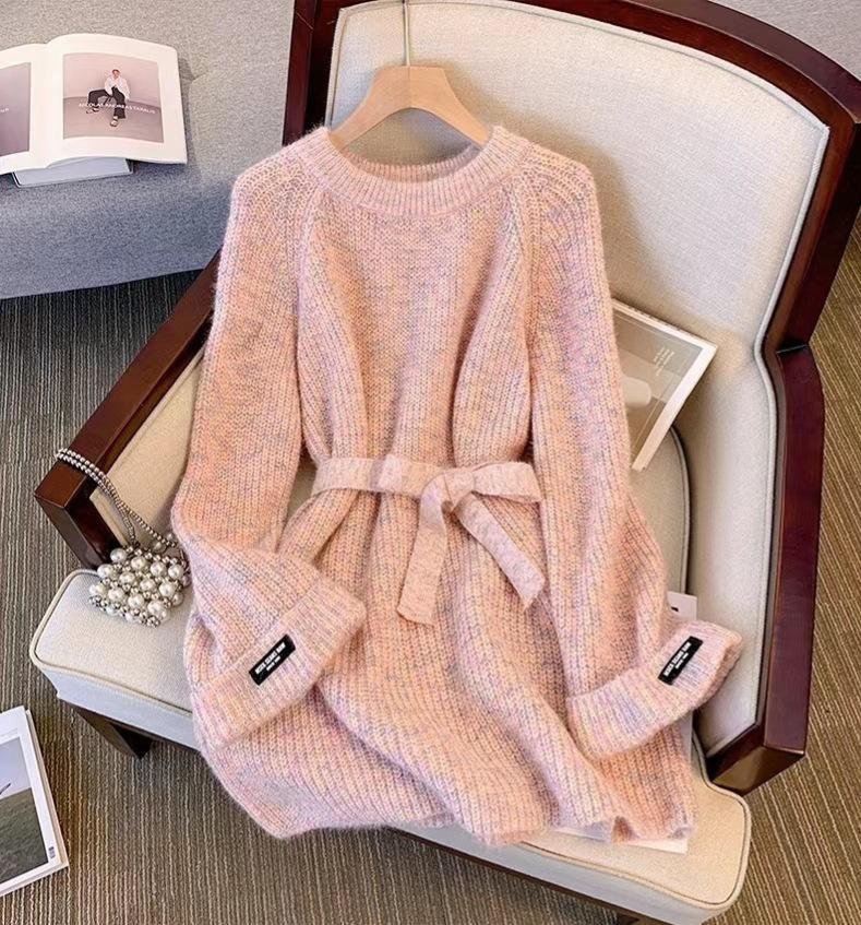 1 pc women Long waist pullover sweater -round neck top