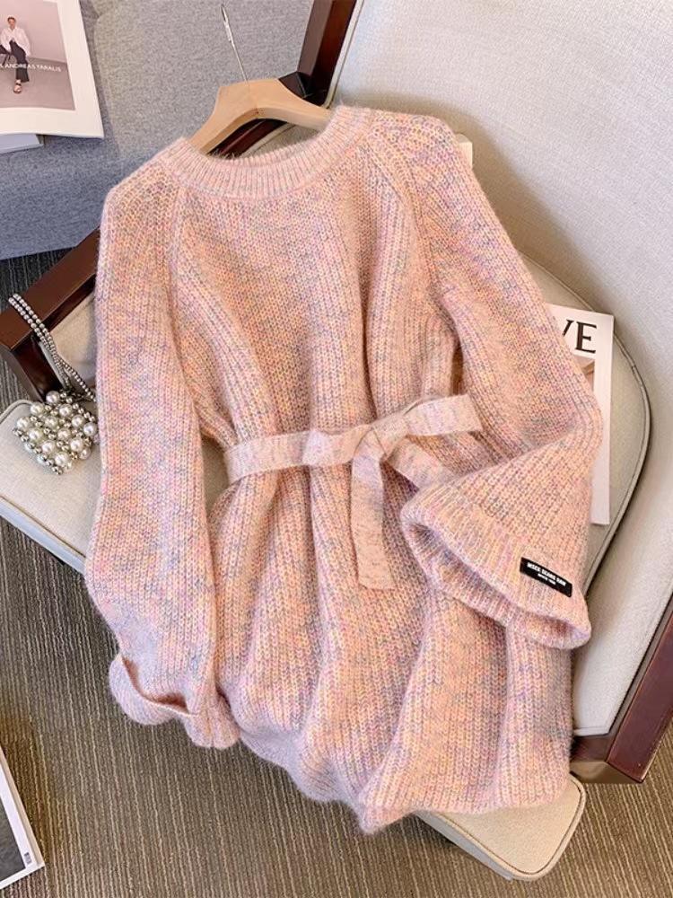 1 pc women Long waist pullover sweater -round neck top